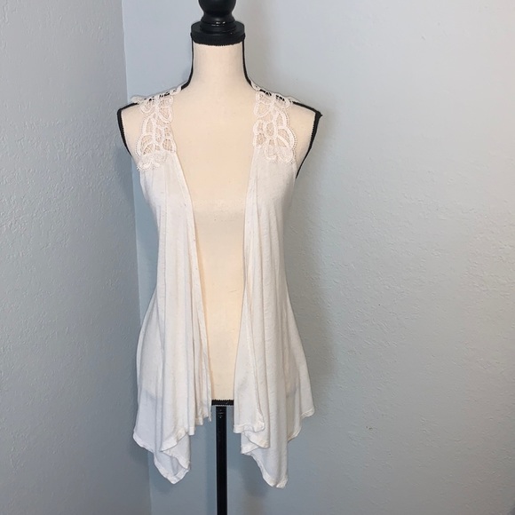 Forever 21 Off White Crochet Hi Low Hem Tie On The Back Sleeveless Size Medium - Picture 3 of 10
